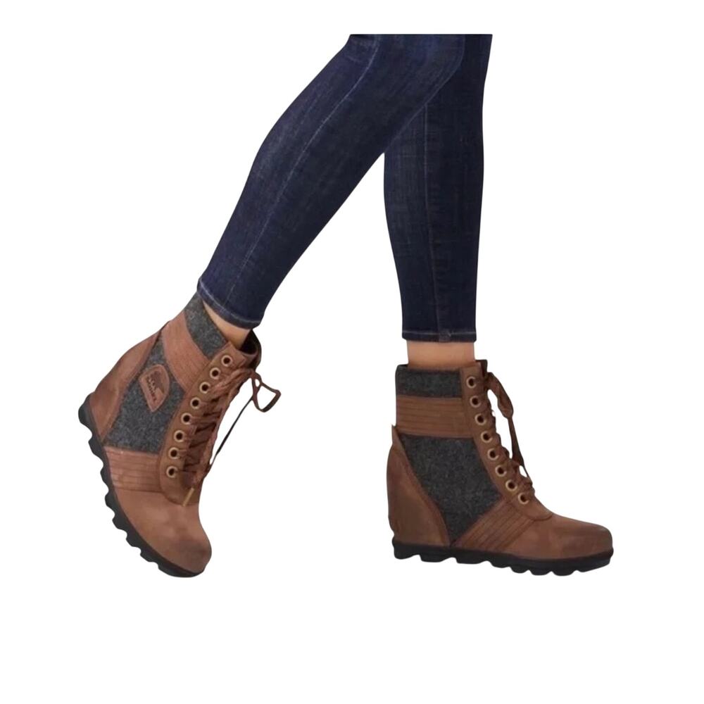Sorel Lexie Wedge Boots Tobacco Brown Winter Waterproof Size 11